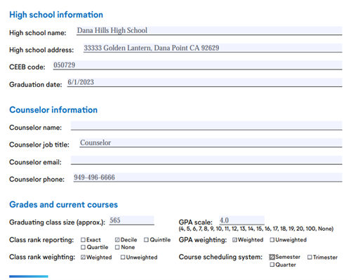Common App Info